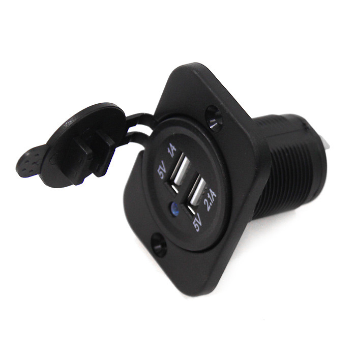 Панель с двойным USB разъемом и подсветкой NEKEKE 12-24V, прямоуг., задняя, арт. DS2213,          NEKEKE  Панель с двойным USB разъемом и подсветкой NEKEKE 12-24V, прямоуг., задняя, арт. DS2213,          NEKEKE