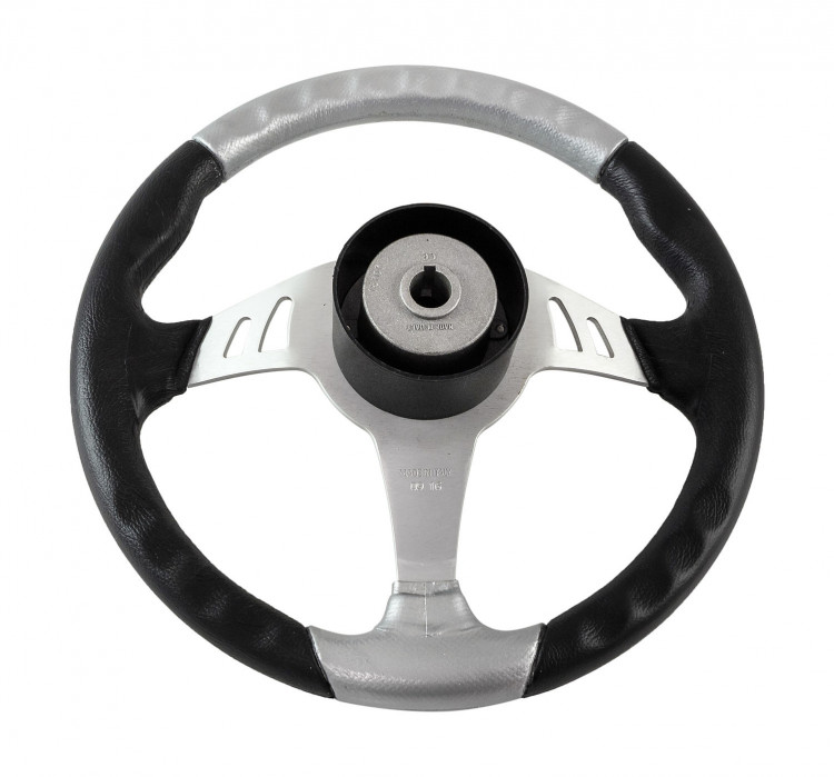 Рулевое колесо Skipper, обод черносеребристый, спицы серебряные д. 350 мм, арт. VN835001-93,          Volanti Luisi  Рулевое колесо Skipper, обод черносеребристый, спицы серебряные д. 350 мм, арт. VN835001-93,          Volanti Luisi