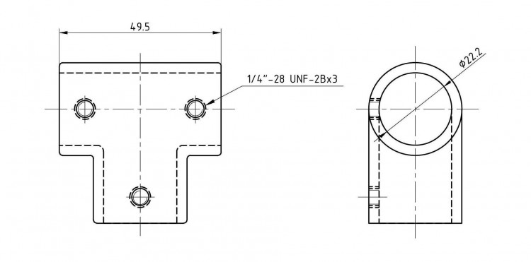 Тройник леера 7/8"(22,2 мм), 90 град, арт. 66043_Kof,          Kofuku  Тройник леера 7/8"(22,2 мм), 90 град, арт. 66043_Kof,          Kofuku