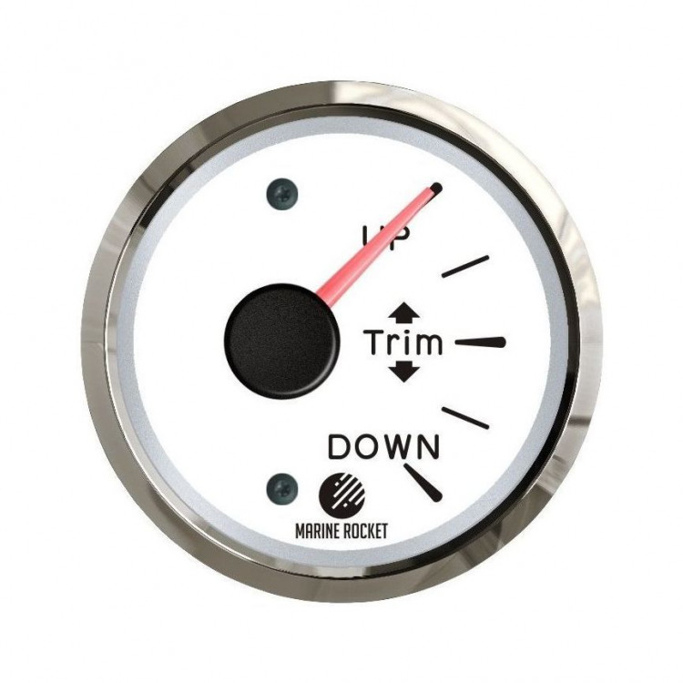 Трим-указатель Mercury, белый циферблат, нержавеющий ободок, д. 52 мм, арт. TMA0008WSMR,          MARINE ROCKET 