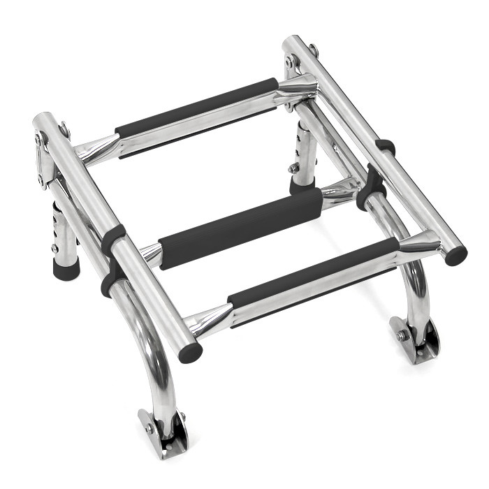 Трап складной с вертикальным креплением, 3 черных ступени (ширина 270 мм.), арт. 040172BT,          Техномарин 