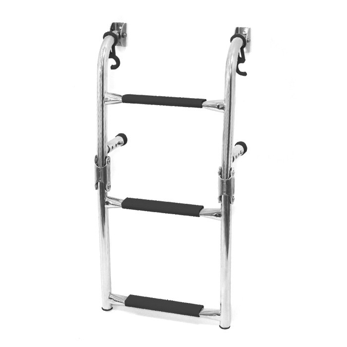 Трап складной с вертикальным креплением, 3 черных ступени (ширина 270 мм.), арт. 040172BT,          Техномарин 