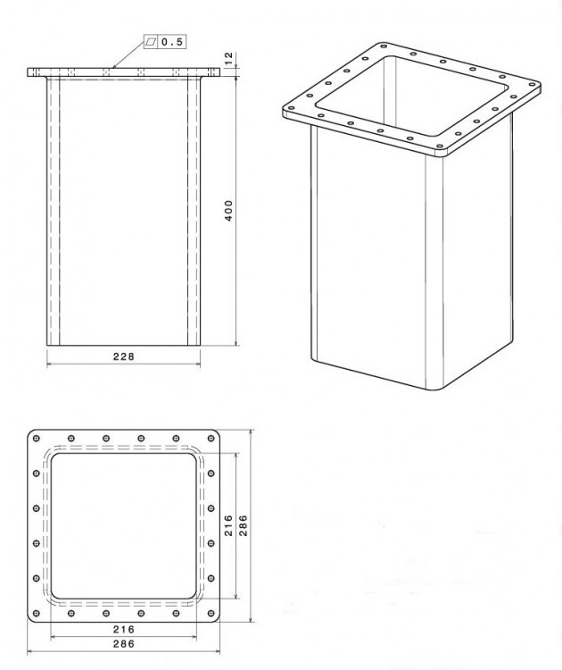 Монтажный бокс для подруливающих устройств V150 - GRP, арт. 35026,          MAXPOWER 
