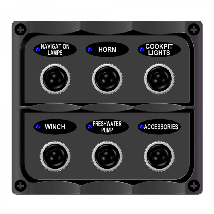 Панель бортового питания  6 переключателей, предохранители, индикация, SK-TF6J-ts, арт. SK-TF6J-ts,          Skipper 