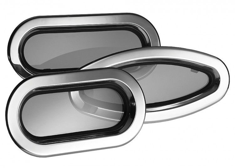 Иллюминатор, нерж. сталь, размер 8, открывающийся, эллипсовидный, белая рамка 