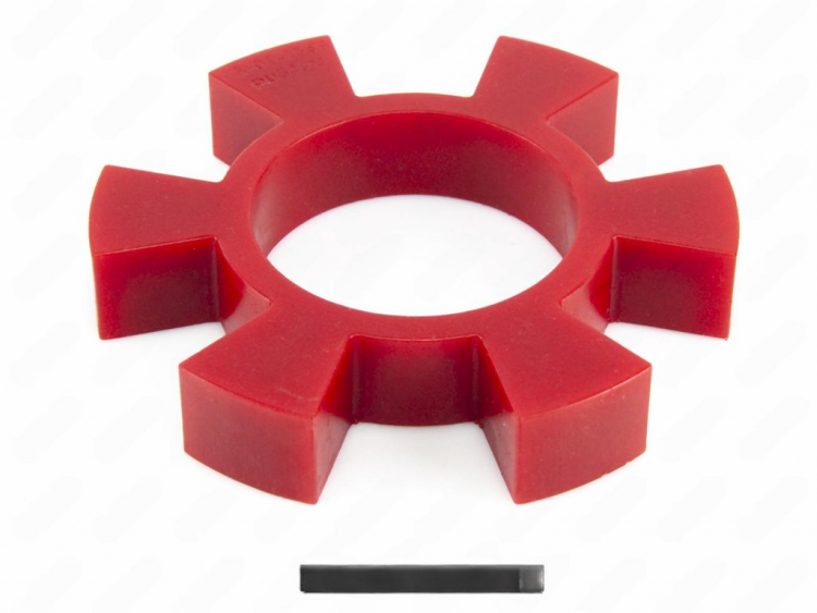 Вставка упругой муфты эластичная (звездочка) 148*75*25,PU54/K65/красный,с отверстием, 6 лучей трапециевидной формы, 33-01-1254-poly , арт. 33-01-1254-poly,          Полиуретан 