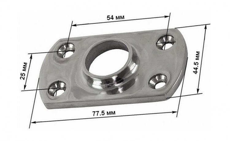 Основание стойки леера 7/8" (22 мм), 90 град, прямоугольное под сварку, арт. H0260B,          Sumar  Основание стойки леера 7/8" (22 мм), 90 град, прямоугольное под сварку, арт. H0260B,          Sumar