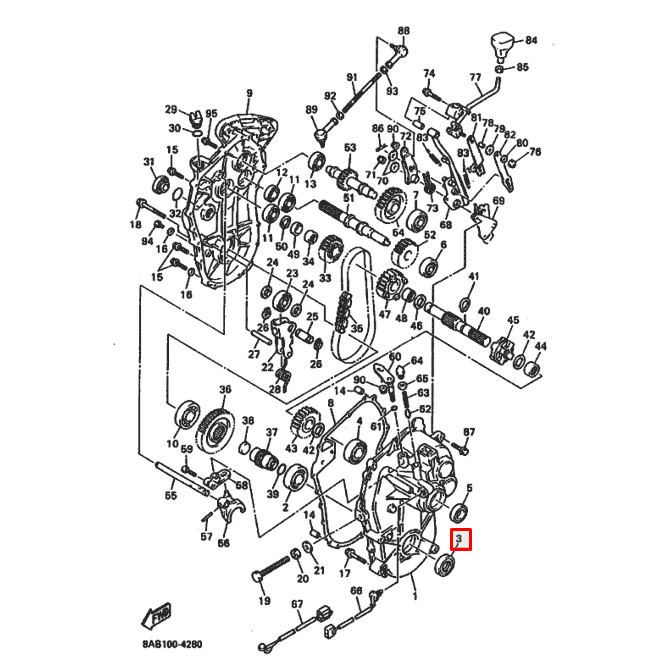 Сальник трансмиссии для снегохода Yamaha Enticer,Venture,Vmax (93102-35191) (Yamaha), арт. 93102-35191,          YAMAHA 