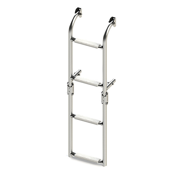 Трап складной с вертикальным креплением, 4 белых ступени (ширина 220 мм.), арт. 040173WT,          Техномарин 