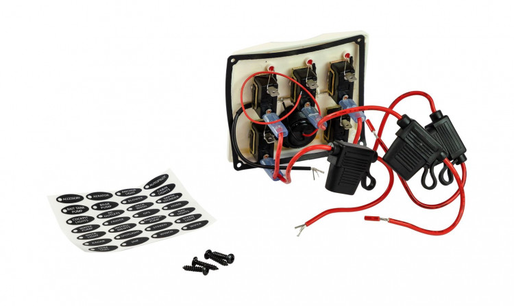 Панель бортового питания 5 переключателей, индикация, вольтметр, белая, арт. C10430W,          Easterner  Панель бортового питания 5 переключателей, индикация, вольтметр, белая, арт. C10430W,          Easterner