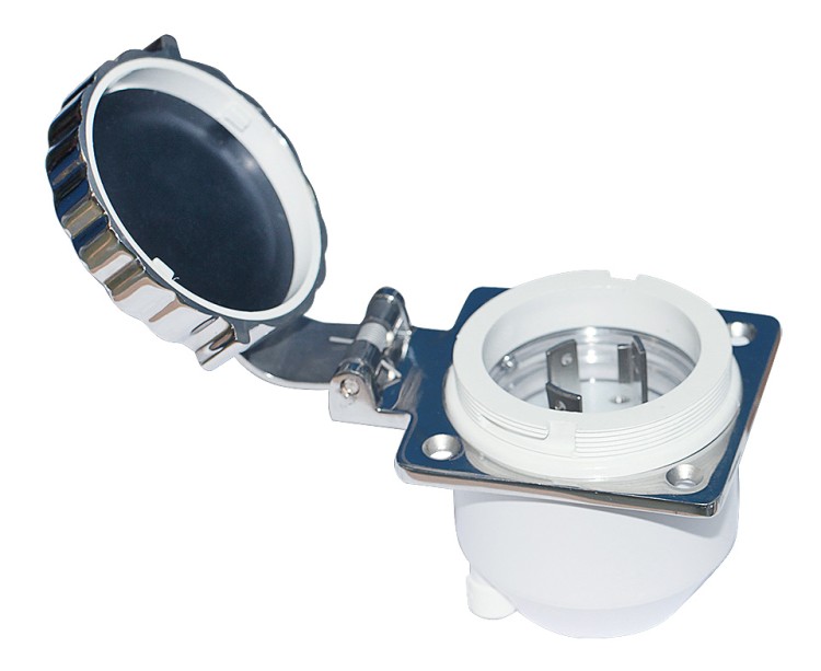 Розетка влагозащищенная, нерж. сталь, винтовая крышка, 30 А, арт. 10017016,          Osculati 