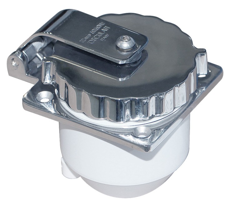 Розетка влагозащищенная, нерж. сталь, винтовая крышка, 30 А, арт. 10017016,          Osculati 