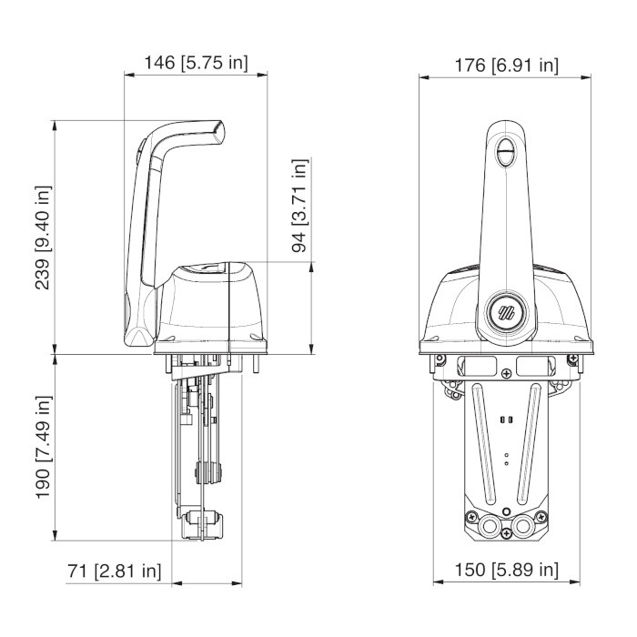 Контроллер горизонтального крепления, один мотор, хромированный, арт. B501CHT,          Ultraflex 