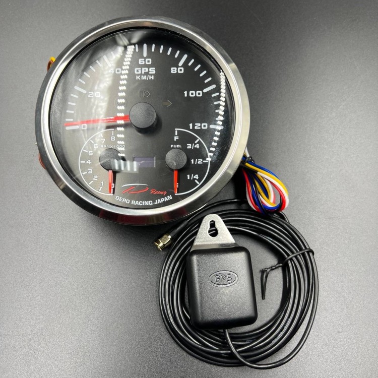 Прибор многофункциональный электронный 3в1 (д.110мм; черный, хромированный ободок) (DEPO), арт. DPN1103N1B-SPTAF-G,          DEPO 