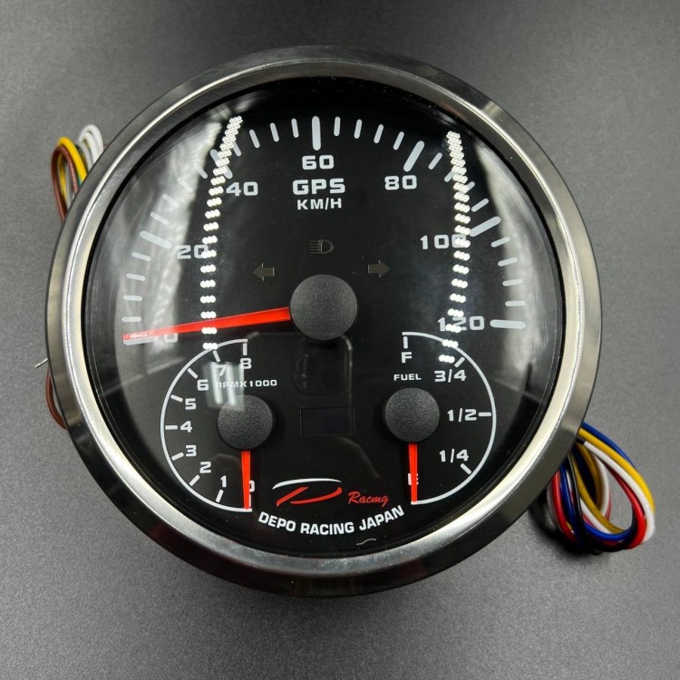 Прибор многофункциональный электронный 3в1 (д.110мм; черный, хромированный ободок) (DEPO), арт. DPN1103N1B-SPTAF-G,          DEPO 