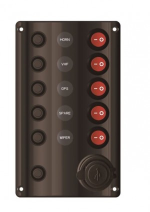 Панель бортового питания 5 переключателей, USB зарядка, индикация, автоматы