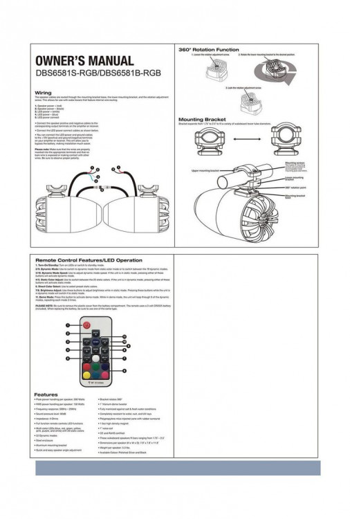 Акустика на таргу RGB, арт. DBS6581B-RGB,          Diibeisi 
