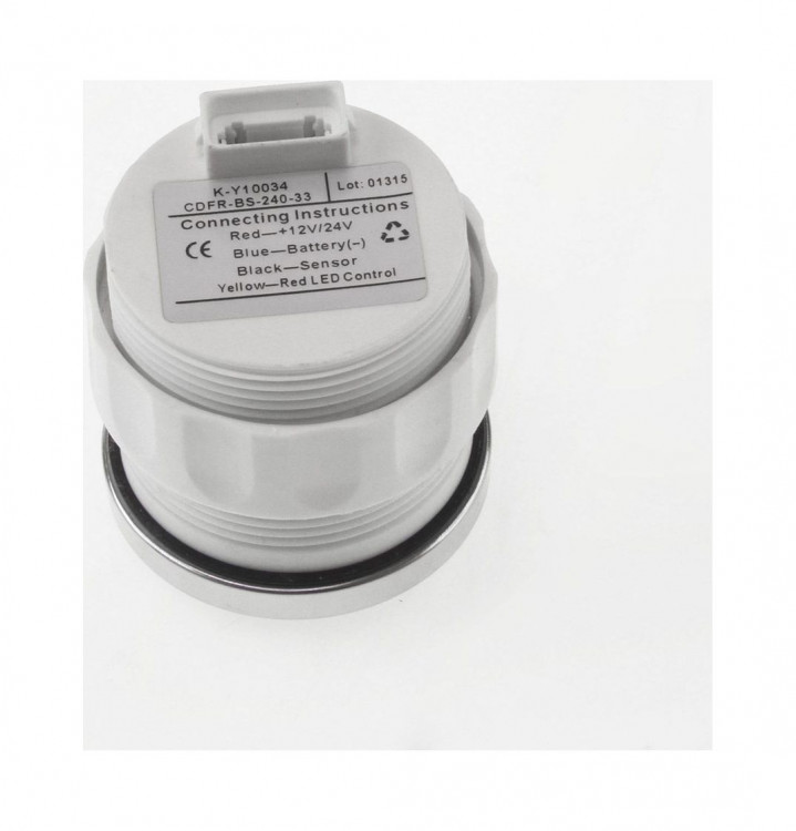 Указатель уровня топлива светодиодный, черный циферблат, нержавеющий ободок, д. 52 мм, арт. FLM0010BSMR,          MARINE ROCKET 