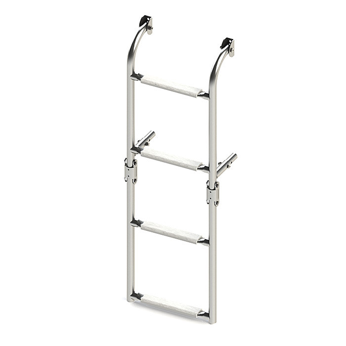 Трап складной с вертикальным креплением, 4 белых ступени (ширина 270 мм.), арт. 040174WT,          Техномарин 