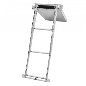 Трап телескопический SUNFINE выдвижной с фиксатором, 3 белые ступени