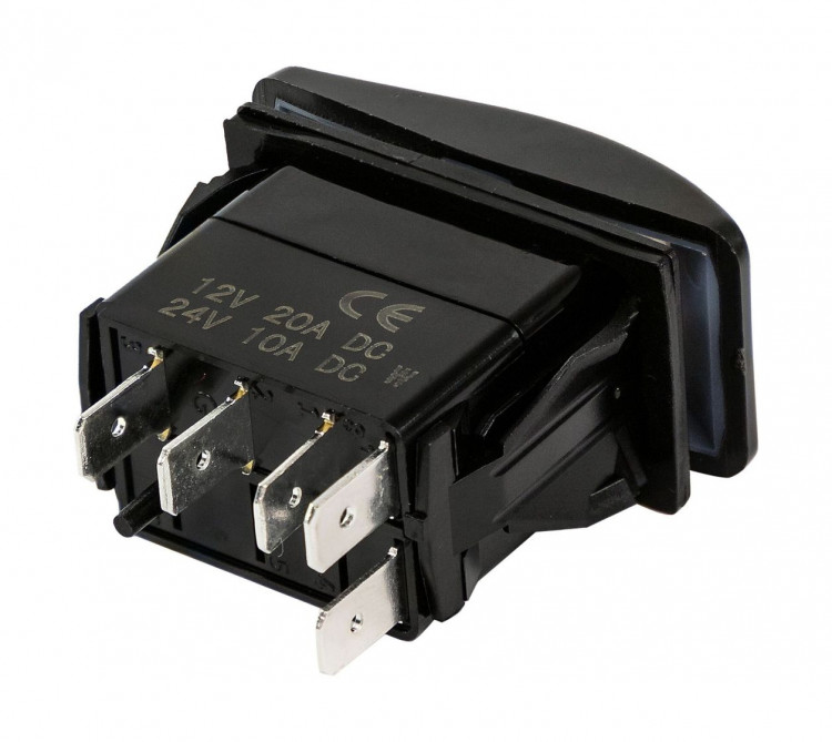 Переключатель трехпозиционный (ON)-OFF-(ON) 12В/20А 5р с подсветкой, арт. 4620136057387,          MARINE ROCKET 