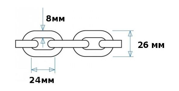 Цепь якорная оцинкованная 8 мм, DIN766, арт. 40108,          Sumar  Цепь якорная оцинкованная 8 мм, DIN766, арт. 40108,          Sumar
