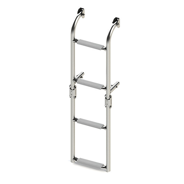 Трап складной с вертикальным креплением, 4 серых ступени (ширина 220 мм.), арт. 040173GT,          Техномарин 