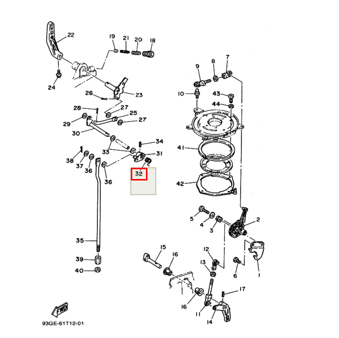 Пружина оси включения хода Yamaha 25-30 (YUELANG), арт. 90508-14M13-K,          TAIZHOU YUELANG POWER TECHNOLOGY 