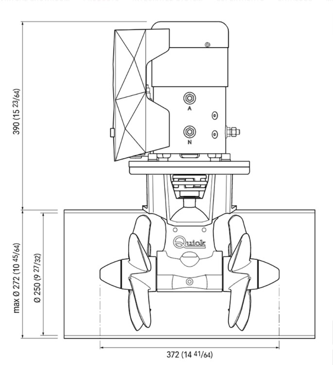 Подруливающее устройство, два винта, 6,5 кВт, 24 В, 250 мм FGBT25120240T00, арт. 10252145,          Quick 