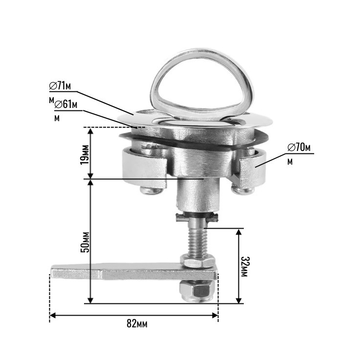 Ручка потайная с поворотным замком SUNFINE, 60 мм, арт. SF31153,          SUNFINE MARINE 