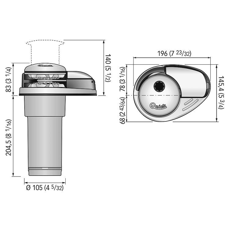 Якорная лебедка «Prince DP2E», 800 Вт, 24 В, цепь 8 мм, арт. 10252562,          Quick 