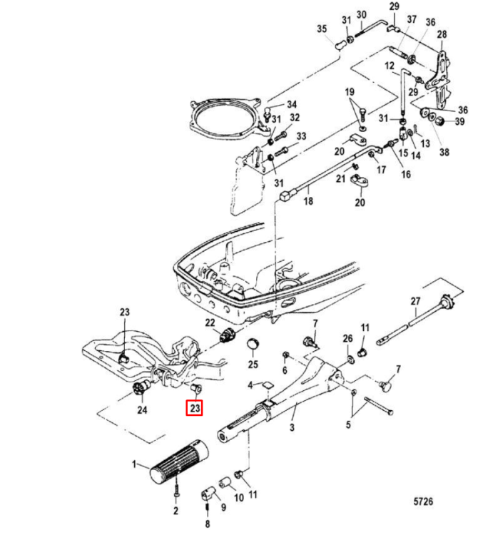 Втулка пластиковая румпеля MERCURY/TOHATSU 9,9-30;M40C (345-63207-0) (Quicksilver), арт. 952869,          MERCURY 