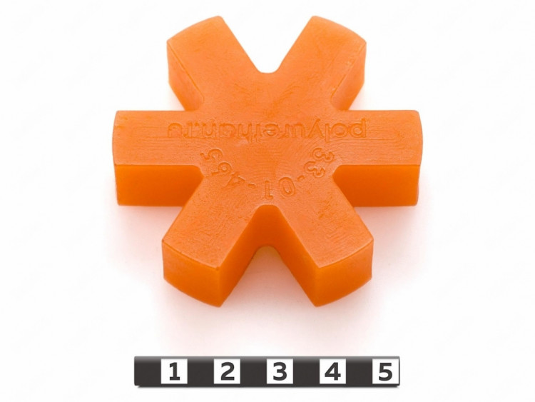 Вставка упругой муфты эластичная (звездочка) 60*15, M72/оранжевый , без отверстия, 6 лучей прямоугольной формы, 33-01-465-poly , арт. 33-01-465-poly,          Полиуретан 