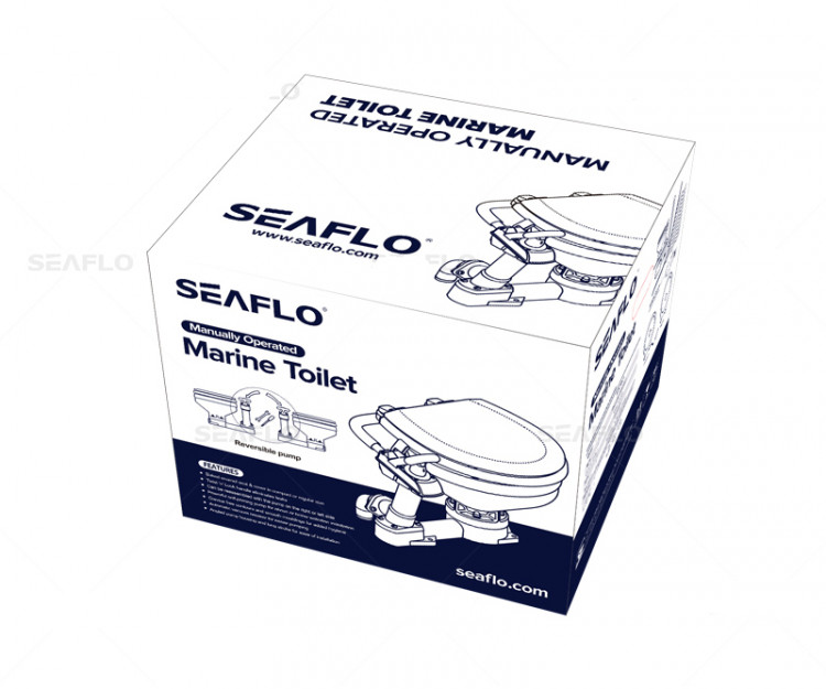 Унитаз судовой керамический с ручной прокачкой (размер стандарт), арт. SFMTM-01-R,          SeaFlo 