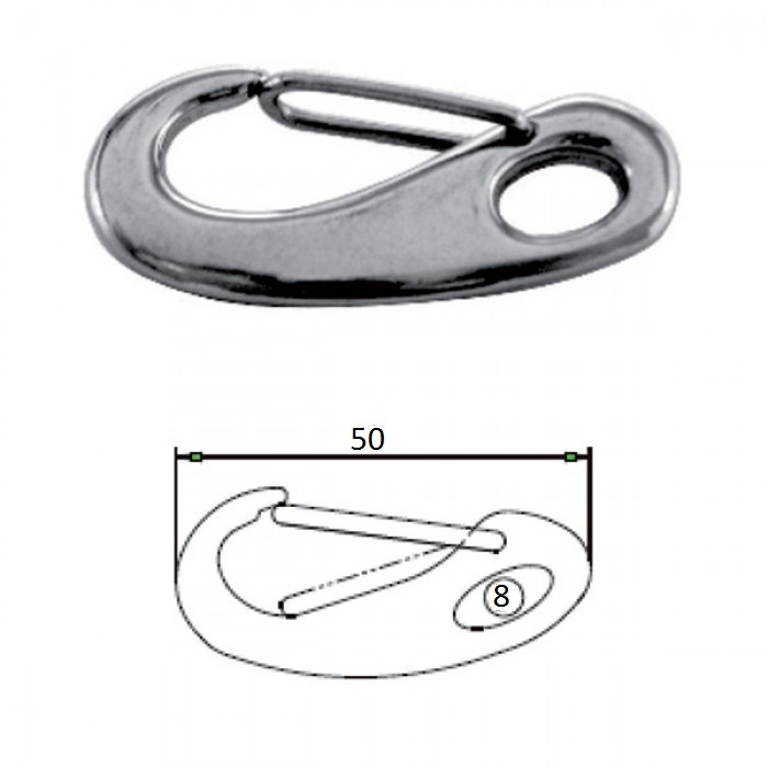 Карабин 50мм, нерж.сталь, арт. 2607-0105,          CIM 