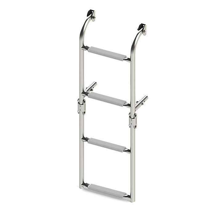 Трап складной с вертикальным креплением, 4 серых ступени (ширина 270 мм.), арт. 040174GT,          Техномарин 