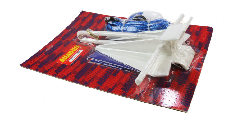 Якорь Дэнфорта 3 кг в пластиковой оболочке с веревкой 4,4 м и поплавком, арт. A2389BL,          Atlantis  Якорь Дэнфорта 3 кг в пластиковой оболочке с веревкой 4,4 м и поплавком, арт. A2389BL,          Atlantis