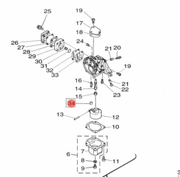 Стопор поплавка карбюратора Yamaha 4-5 (PREMARINE), арт. 6E0-14159-00-K,          PREMARINE 