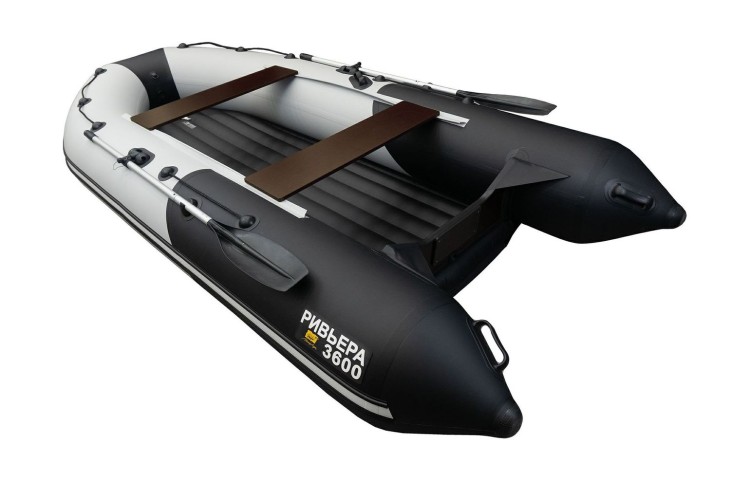 Надувная лодка ПВХ, Ривьера Компакт 3600 НДНД Комби, бронь, светло-серый/графит, арт. 00199117,  