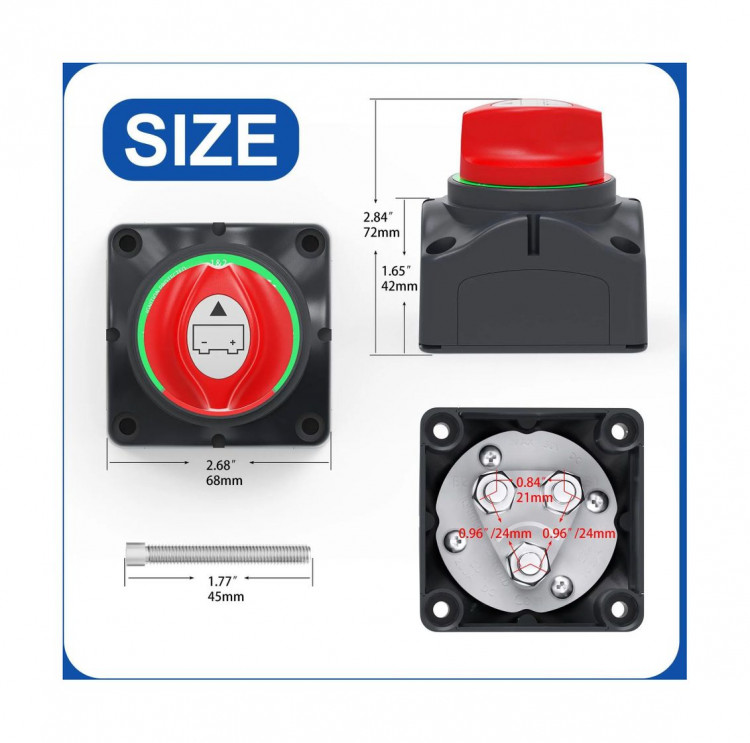 Выключатель массы "OFF-1-BOTH-2" (2 АКБ), 275 А, арт. 4620136056601,          Marine Rocket 