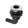 Разъем водосброса угловой пластиковый с крышкой из нержавеющей стали под шланг 19 мм, черный, арт. BS3511,          CAN-SB 