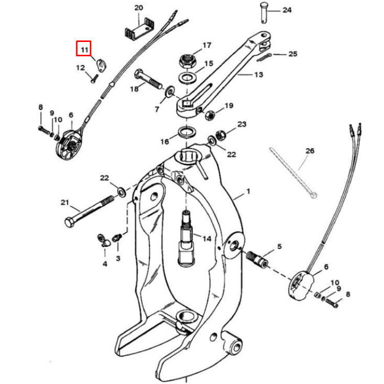 Фиксатор (пластина алюминиевая) транца ALPHA ONE GEN. II BRAVO ONE (I-II-III) 54-12078 (Quicksilver), арт. 12078,          MERCURY 