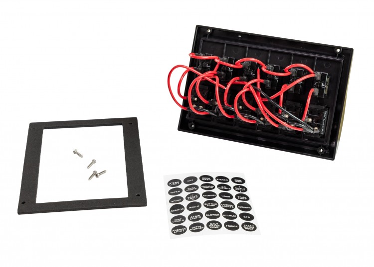 Панель бортового питания 6 переключателей, индикация, автоматы, арт. 10016-BK,          AAA 