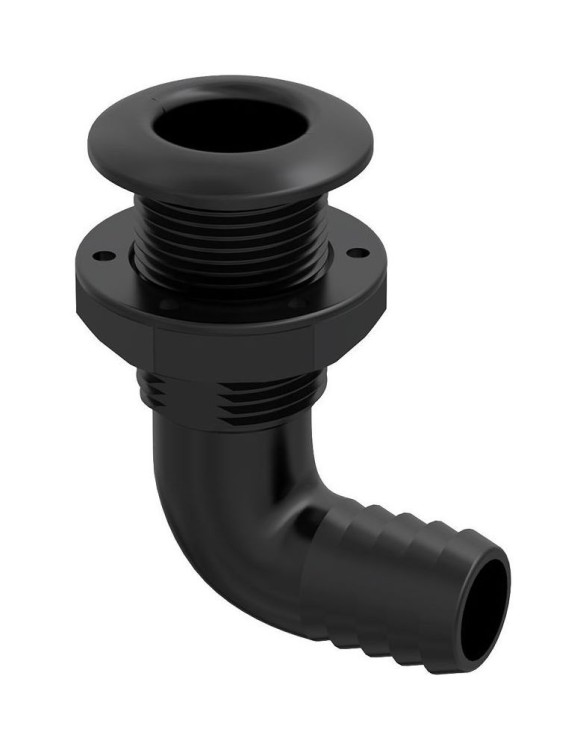 Разъем водосброса угловой с обратным клапаном под шланг 16 мм, черный, арт. SFTH2062502,          SeaFlo 