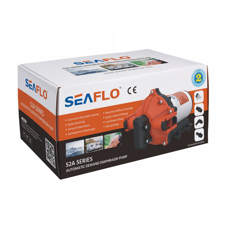 Помпа водоподающая SeaFlo мембранная, 12V 15 л/мин, 4.2 BAR, арт. SFDP1-040-060-52-ts,          SeaFlo 
