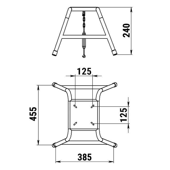 Стойка для сидения 240 мм нержавеющая сталь, арт. 050203T,          Техномарин 