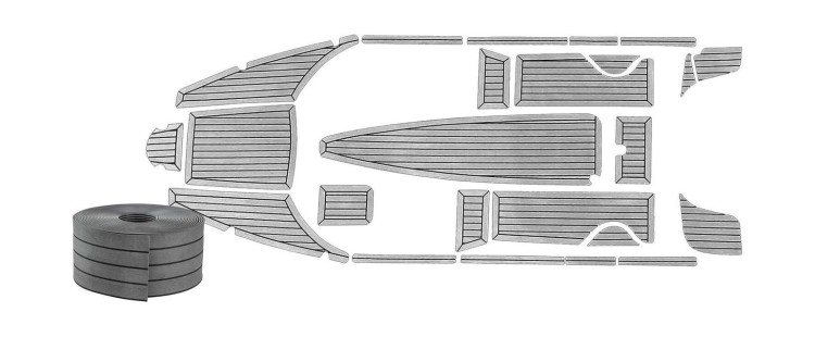 Комплект палубного покрытия для Феникс 600HT, тик темно-серый, с обкладкой, Marine Rocket, арт. teak_600ht_charcoal_2,          MARINE ROCKET 