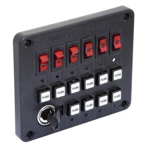 Панель выключателей c 6 клавишами, 10 предохранителями и гнездом под малый штекер