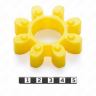 Вставка упругой муфты эластичная (звездочка) D65 x d29 x H 15 мм,M95/желтый,с отверстием, 8 лучей бочкообразной формы, 33-01-1613-poly , арт. 33-01-1613-poly,          Полиуретан 