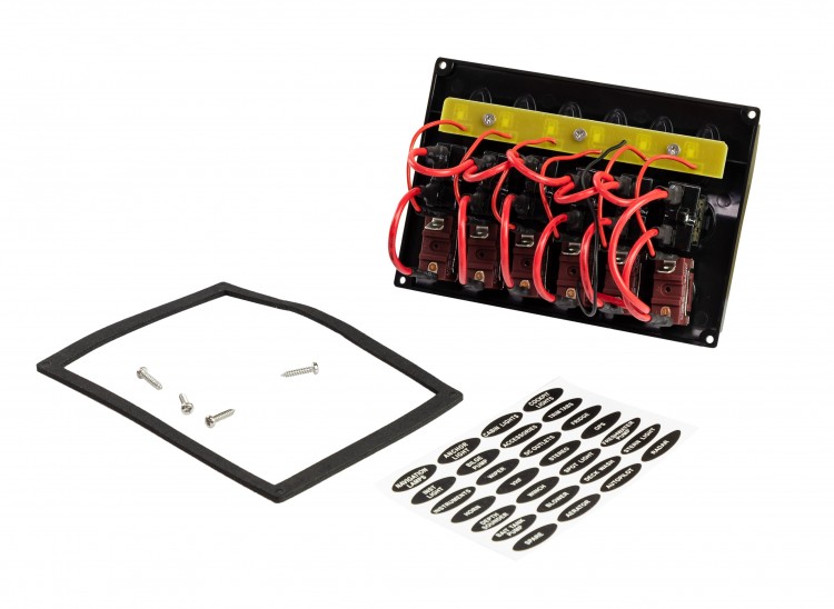 Панель бортового питания 6 переключателей, индикация, автоматы, арт. 10236,          AAA  Панель бортового питания 6 переключателей, индикация, автоматы, арт. 10236,          AAA
